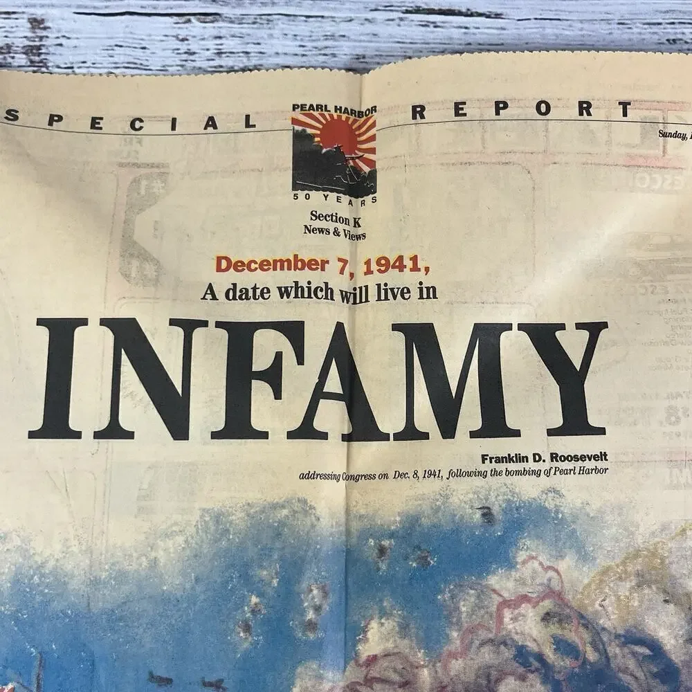 Vintage Akron Beacon Journal Newspaper Dec 1 1991/Dec 7 1941 Pearl Harbor Infamy